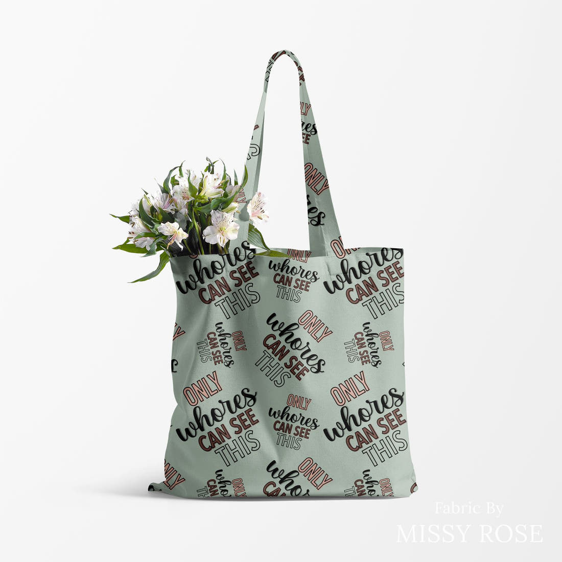 Profanity Fabric 528 made up as a tote bag - see how the print looks made up | Fabric by Missy Rose