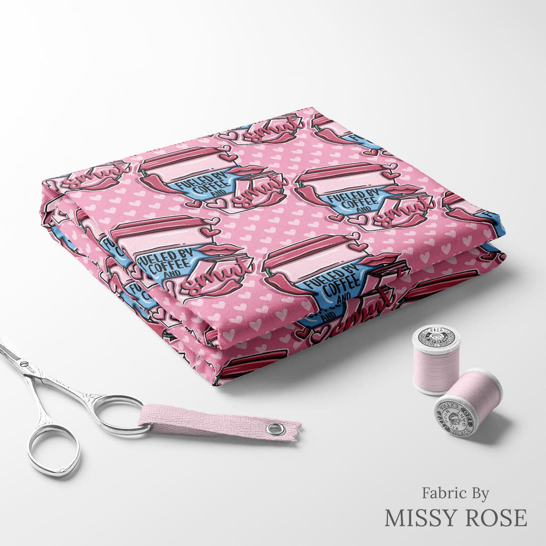 Profanity Fabric 529 folded fabric stack with matching thread - pre-order fabric Australia | Fabric by Missy Rose