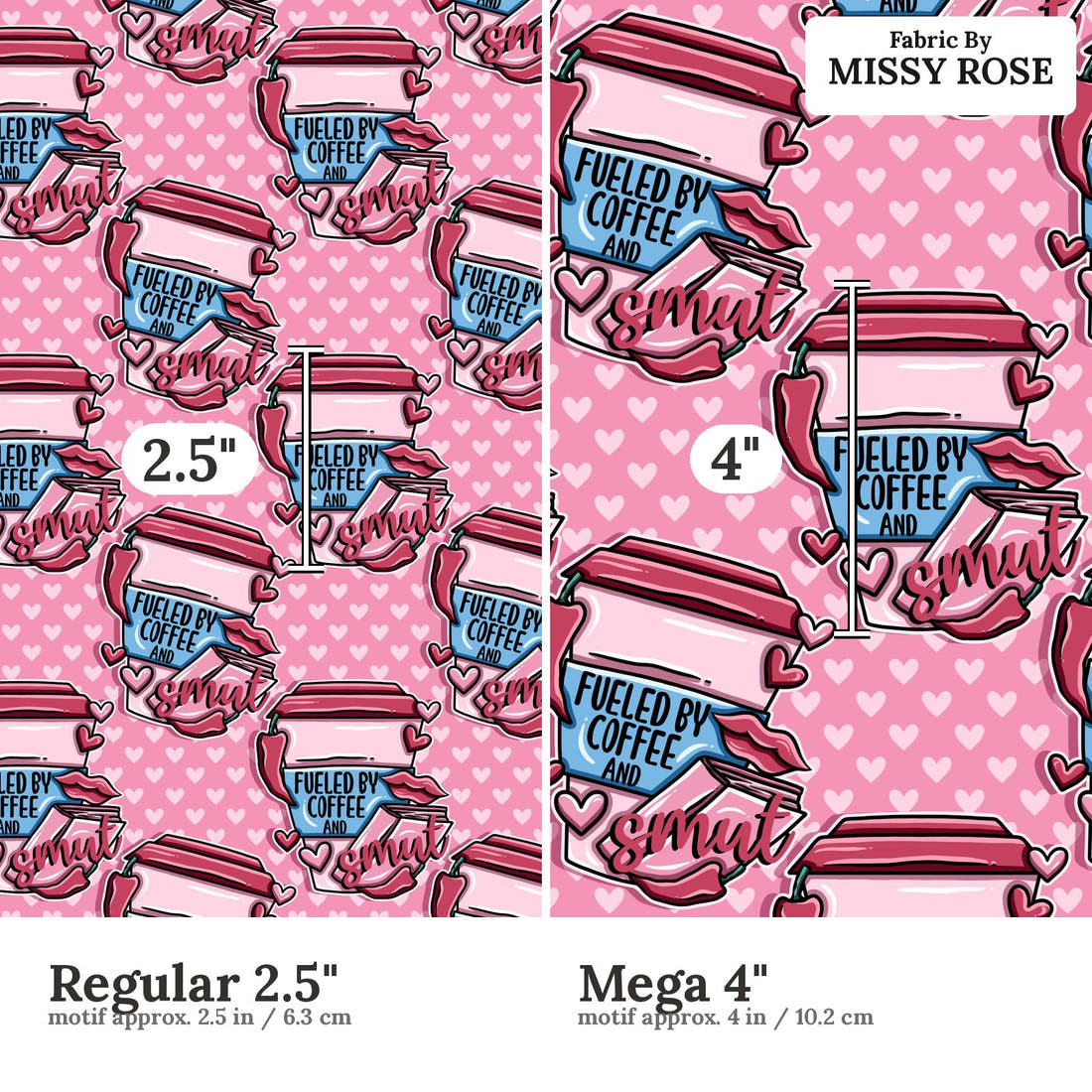 Profanity Fabric 529 Regular 2.5 inch vs Mega 4 inch print scale side by side | Fabric by Missy Rose
