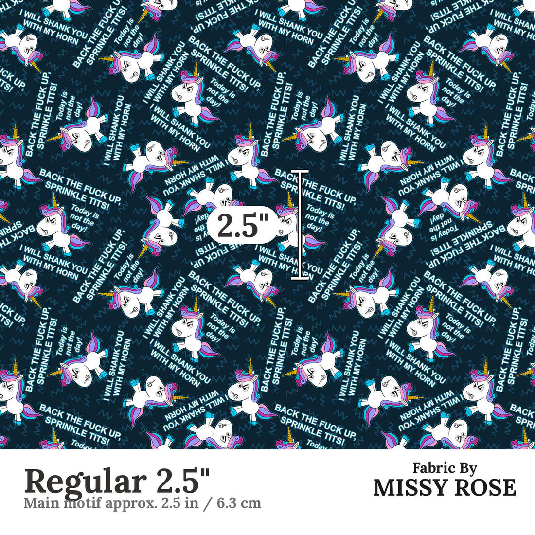 Profanity Fabric 53 Regular 2.5 inch print scale guide | Fabric by Missy Rose