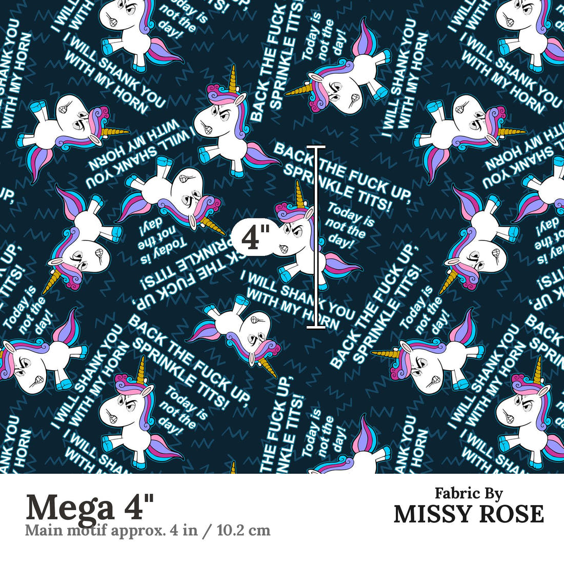 Profanity Fabric 53 Mega 4 inch print scale guide | Fabric by Missy Rose