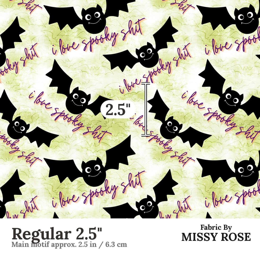 Profanity Fabric 530 Regular 2.5 inch print scale guide | Fabric by Missy Rose