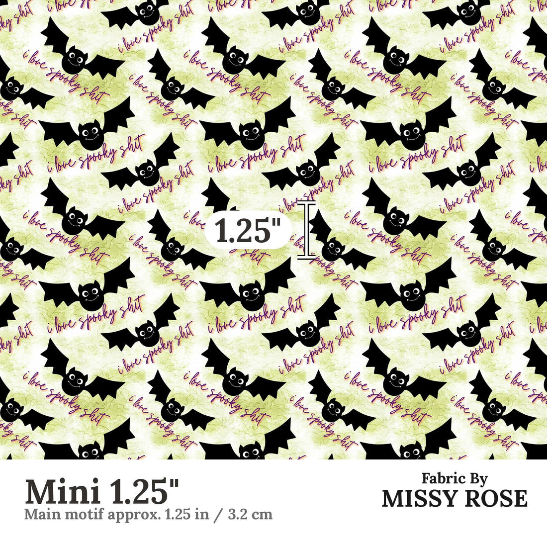 Profanity Fabric 530 Mini 1.25 inch print scale guide | Fabric by Missy Rose