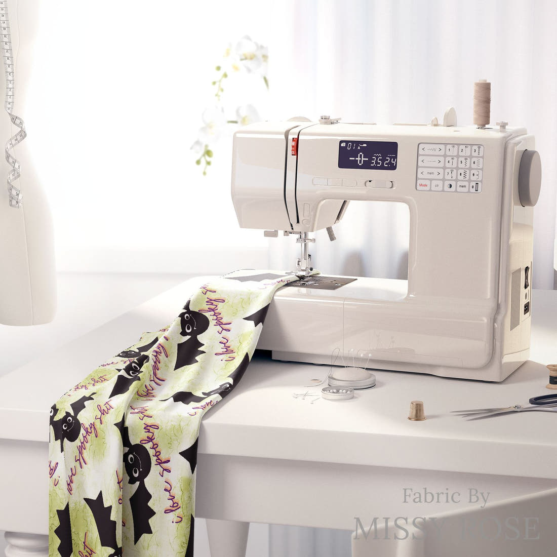 Profanity Fabric 530 on a sewing machine - premium fabric for sewing projects | Fabric by Missy Rose