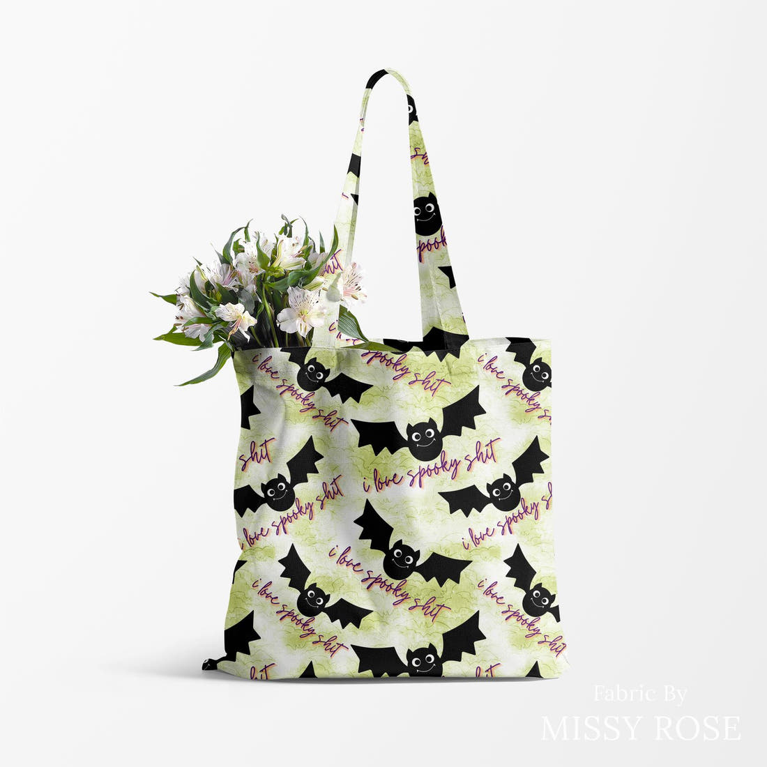 Profanity Fabric 530 made up as a tote bag - see how the print looks made up | Fabric by Missy Rose