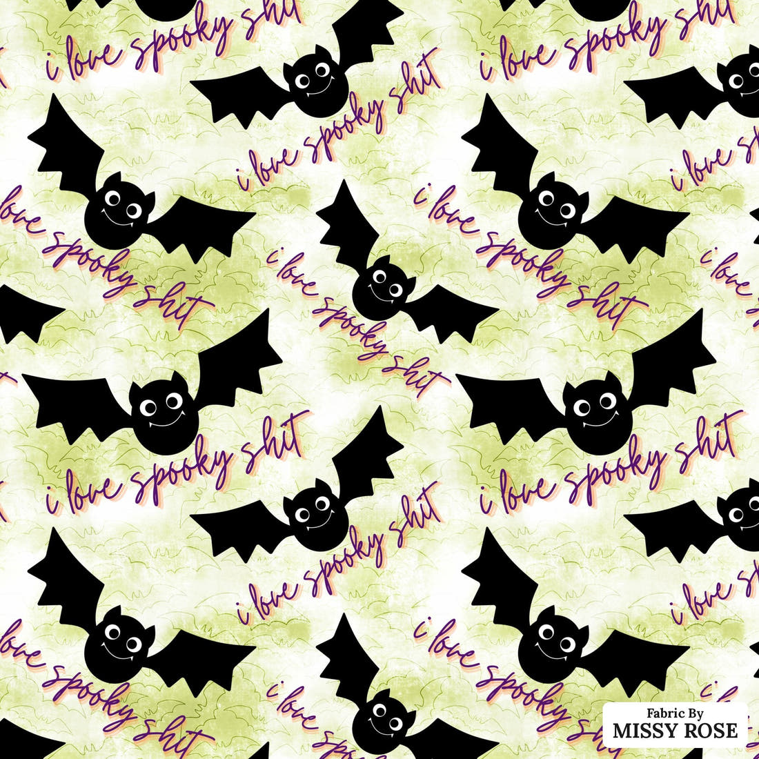 Profanity Fabric 530 - flat view of the print, zoom in for detail | Fabric by Missy Rose