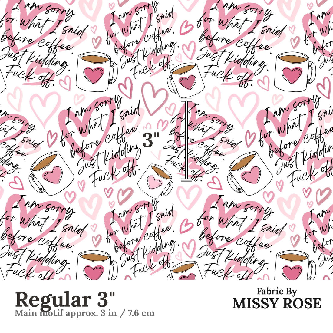 Profanity Fabric 531 Regular 3 inch print scale guide | Fabric by Missy Rose
