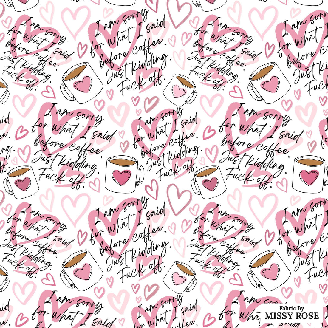 Profanity Fabric 531 - flat view of the print, zoom in for detail | Fabric by Missy Rose