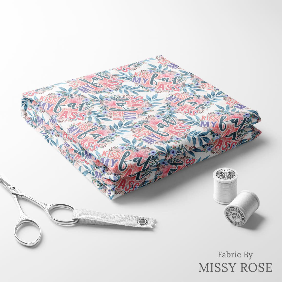 Profanity Fabric 532 folded fabric stack with matching thread - pre-order fabric Australia | Fabric by Missy Rose