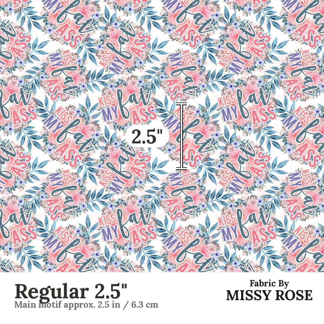 Profanity Fabric 532 Regular 2.5 inch print scale guide | Fabric by Missy Rose