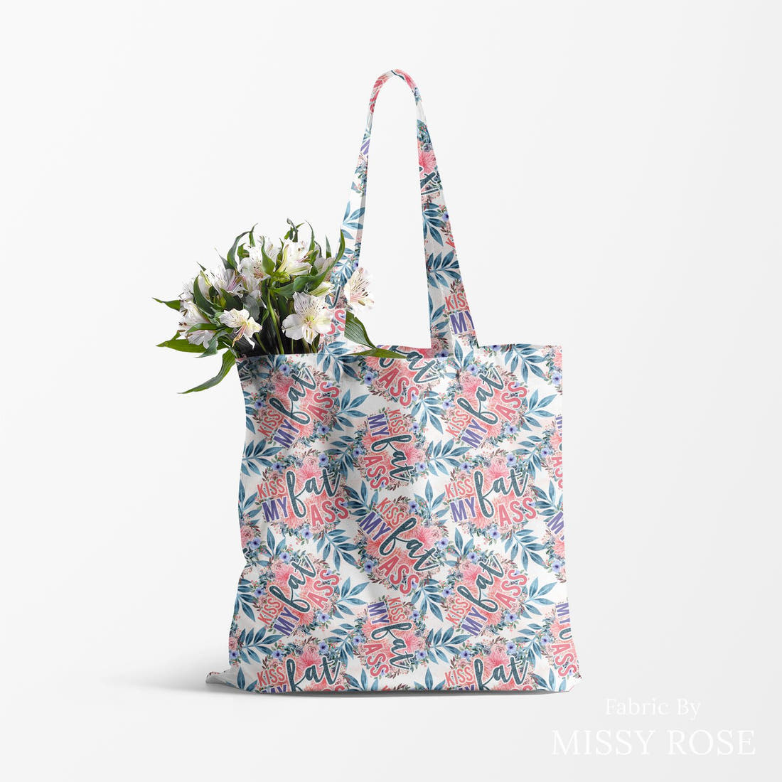 Profanity Fabric 532 made up as a tote bag - see how the print looks made up | Fabric by Missy Rose