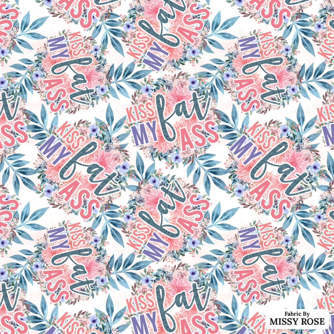 Profanity Fabric 532 - flat view of the print, zoom in for detail | Fabric by Missy Rose