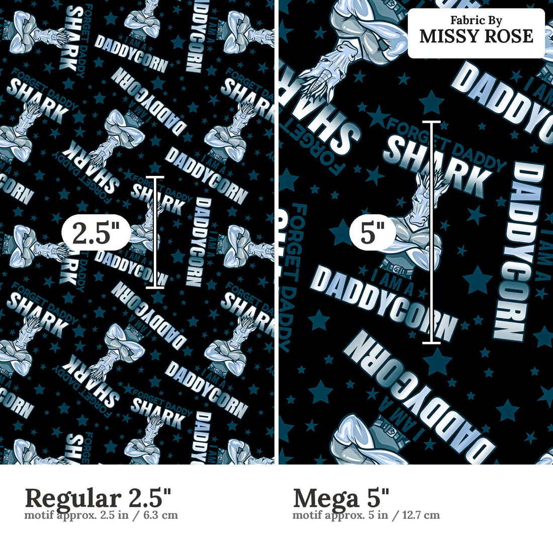Profanity Fabric 533 Regular 2.5 inch vs Mega 5 inch print scale side by side | Fabric by Missy Rose