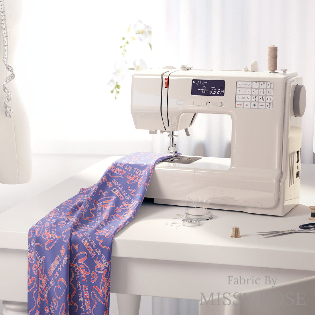 Profanity Fabric 534 on a sewing machine - premium fabric for sewing projects | Fabric by Missy Rose