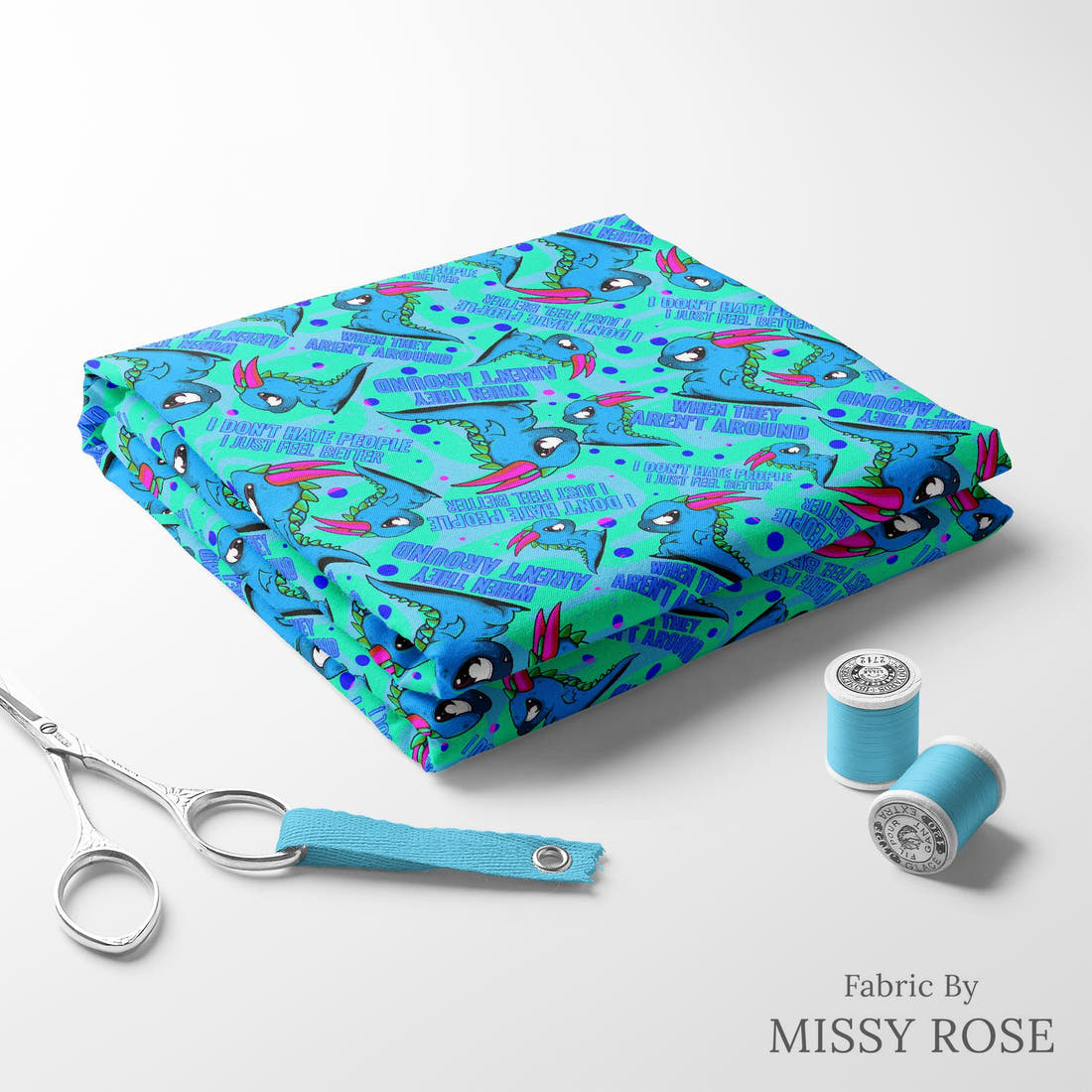 Profanity Fabric 535 folded fabric stack with matching thread - pre-order fabric Australia | Fabric by Missy Rose