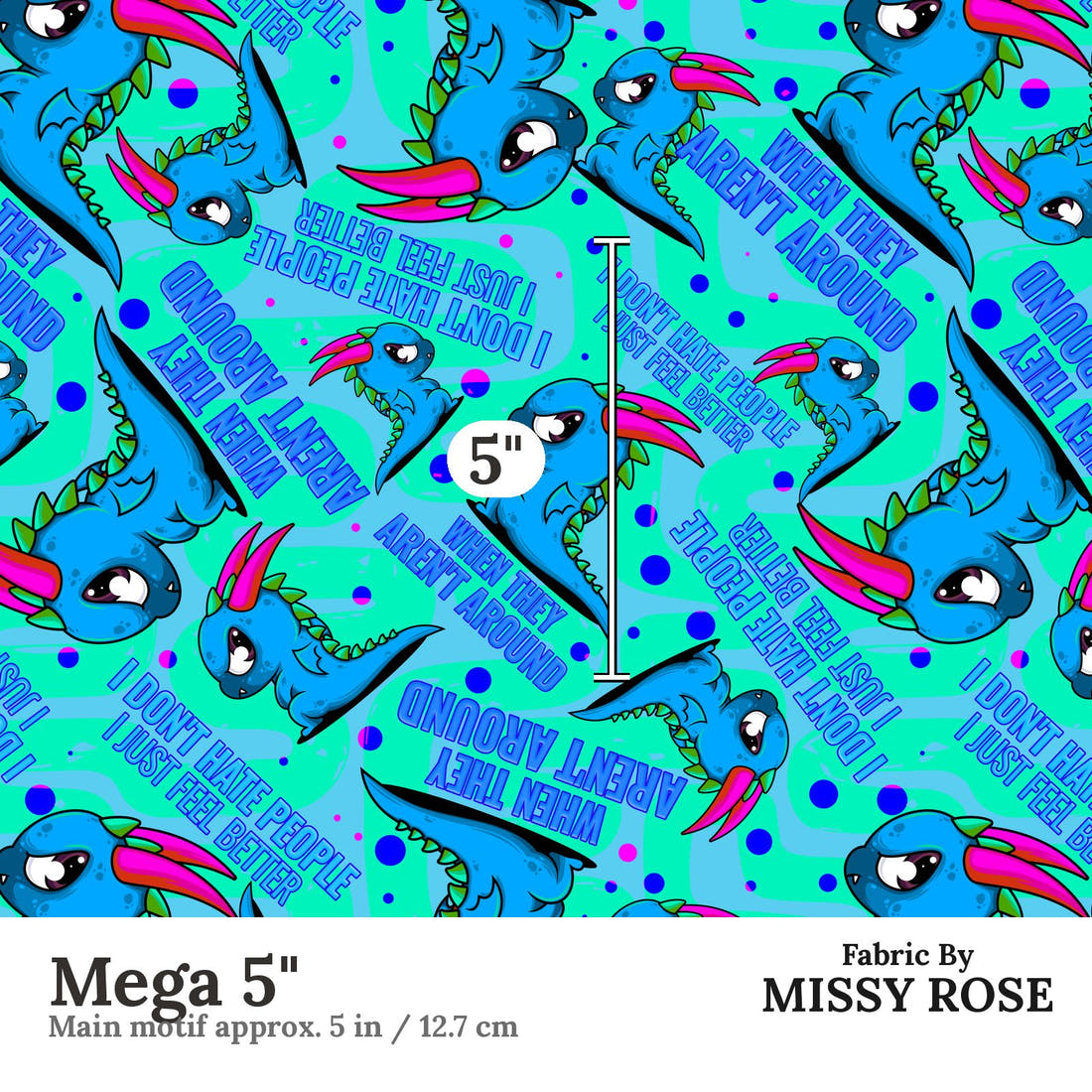 Profanity Fabric 535 Mega 5 inch print scale guide | Fabric by Missy Rose