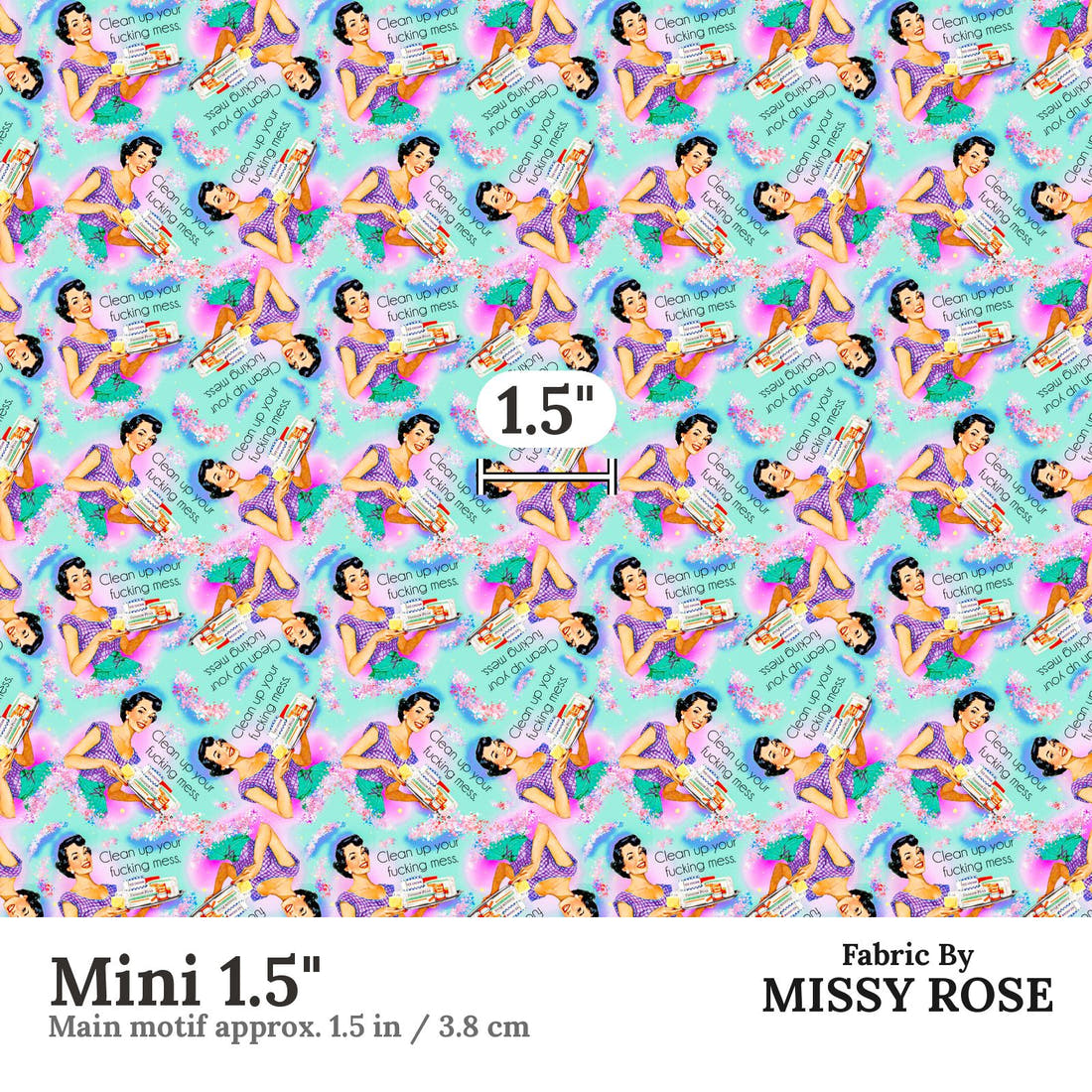 Profanity Fabric 536 Mini 1.5 inch print scale guide | Fabric by Missy Rose