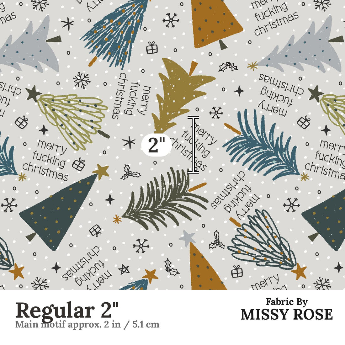 Profanity Fabric 537 Regular 2 inch print scale guide | Fabric by Missy Rose