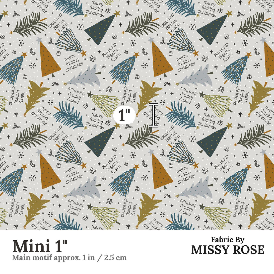 Profanity Fabric 537 Mini 1 inch print scale guide | Fabric by Missy Rose