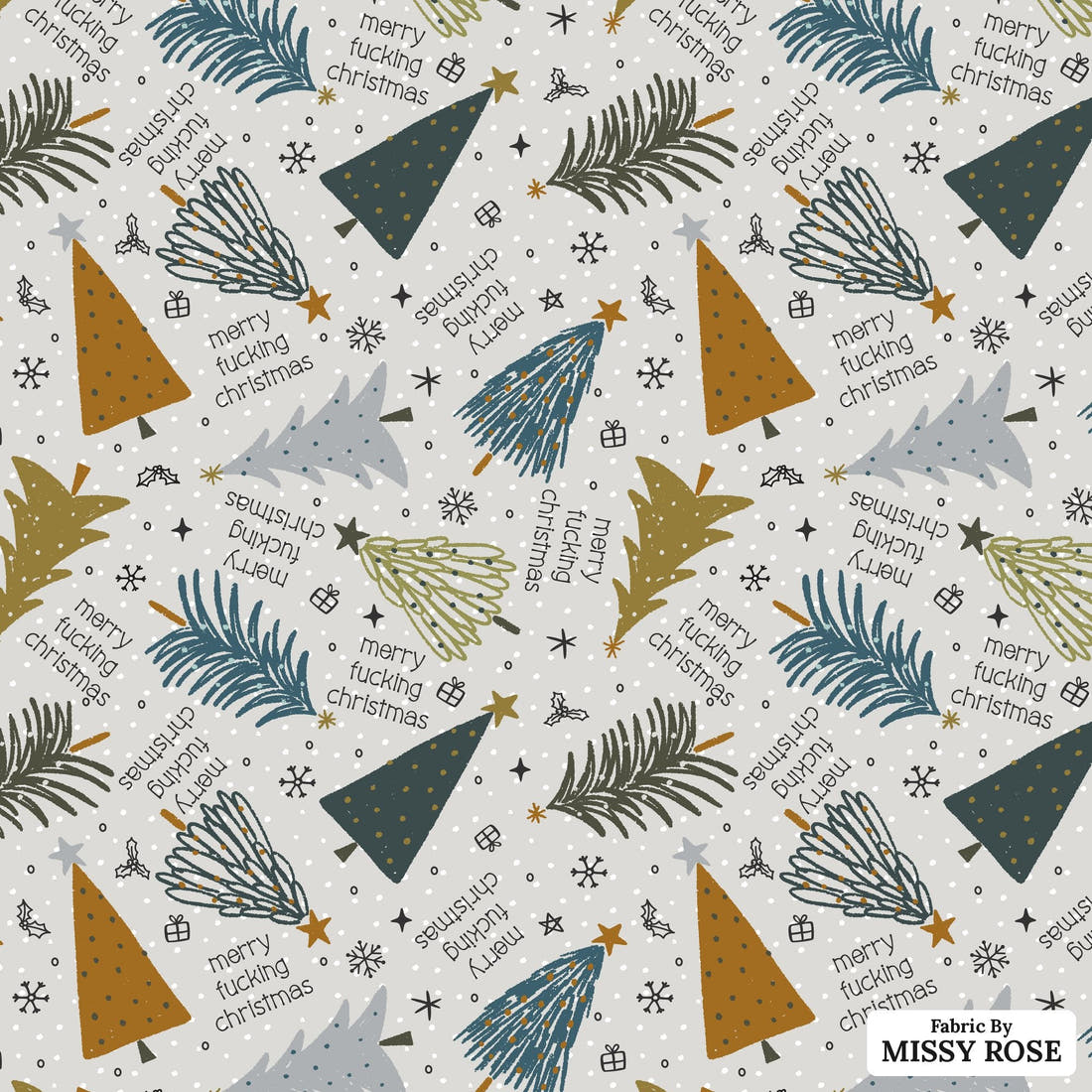 Profanity Fabric 537 - flat view of the print, zoom in for detail | Fabric by Missy Rose