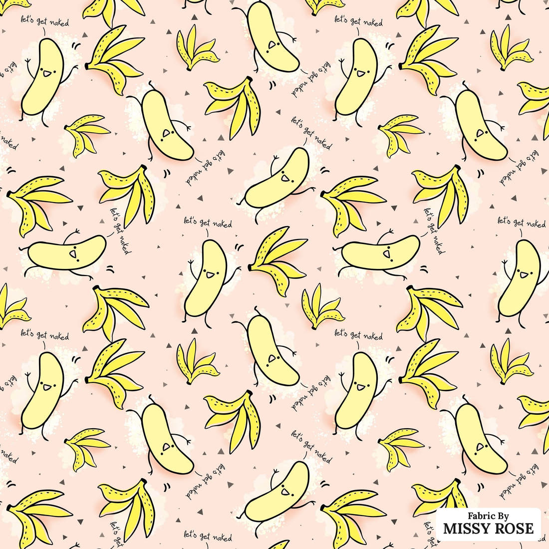 Profanity Fabric 539 - flat view of the print, zoom in for detail | Fabric by Missy Rose