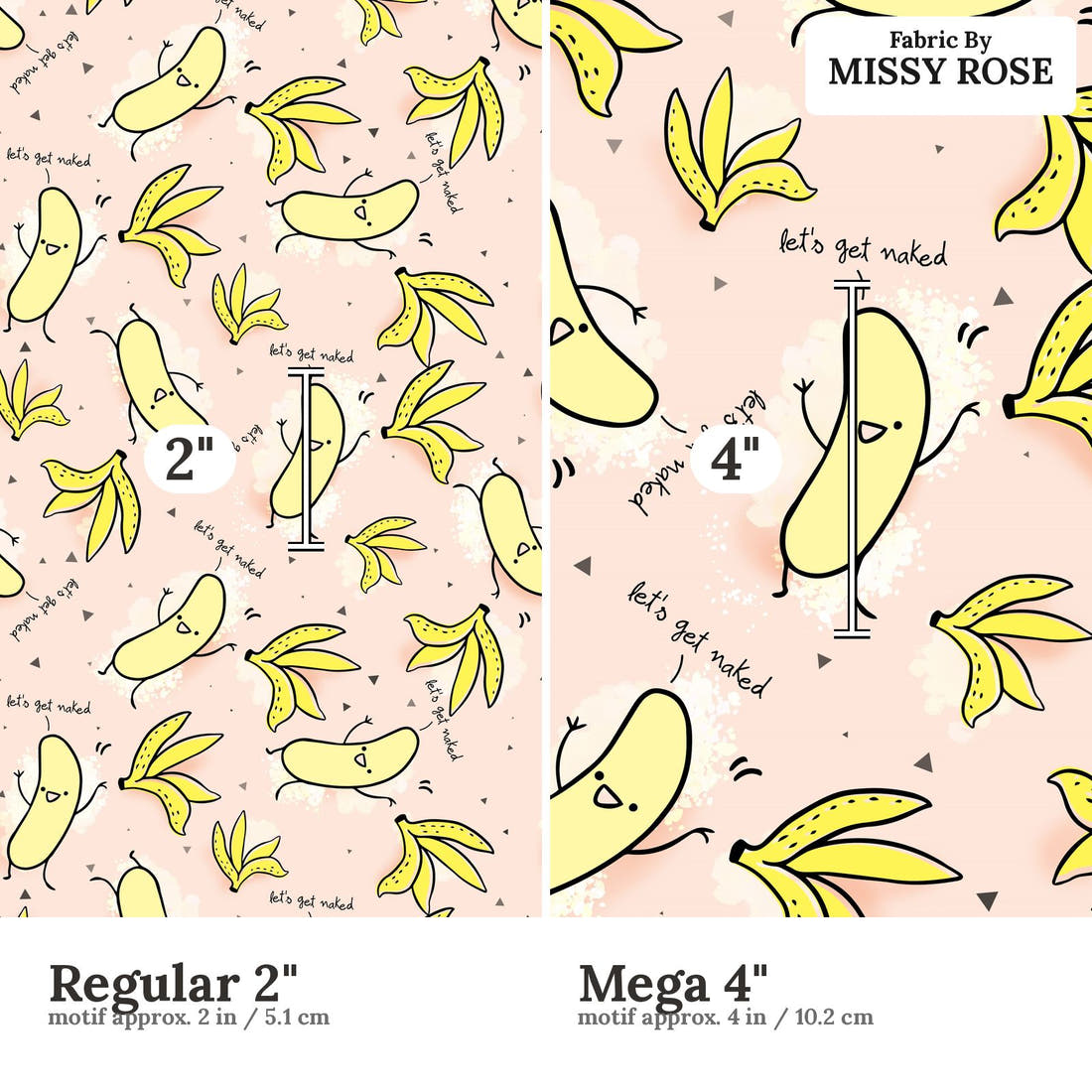 Profanity Fabric 539 Regular 2 inch vs Mega 4 inch print scale side by side | Fabric by Missy Rose