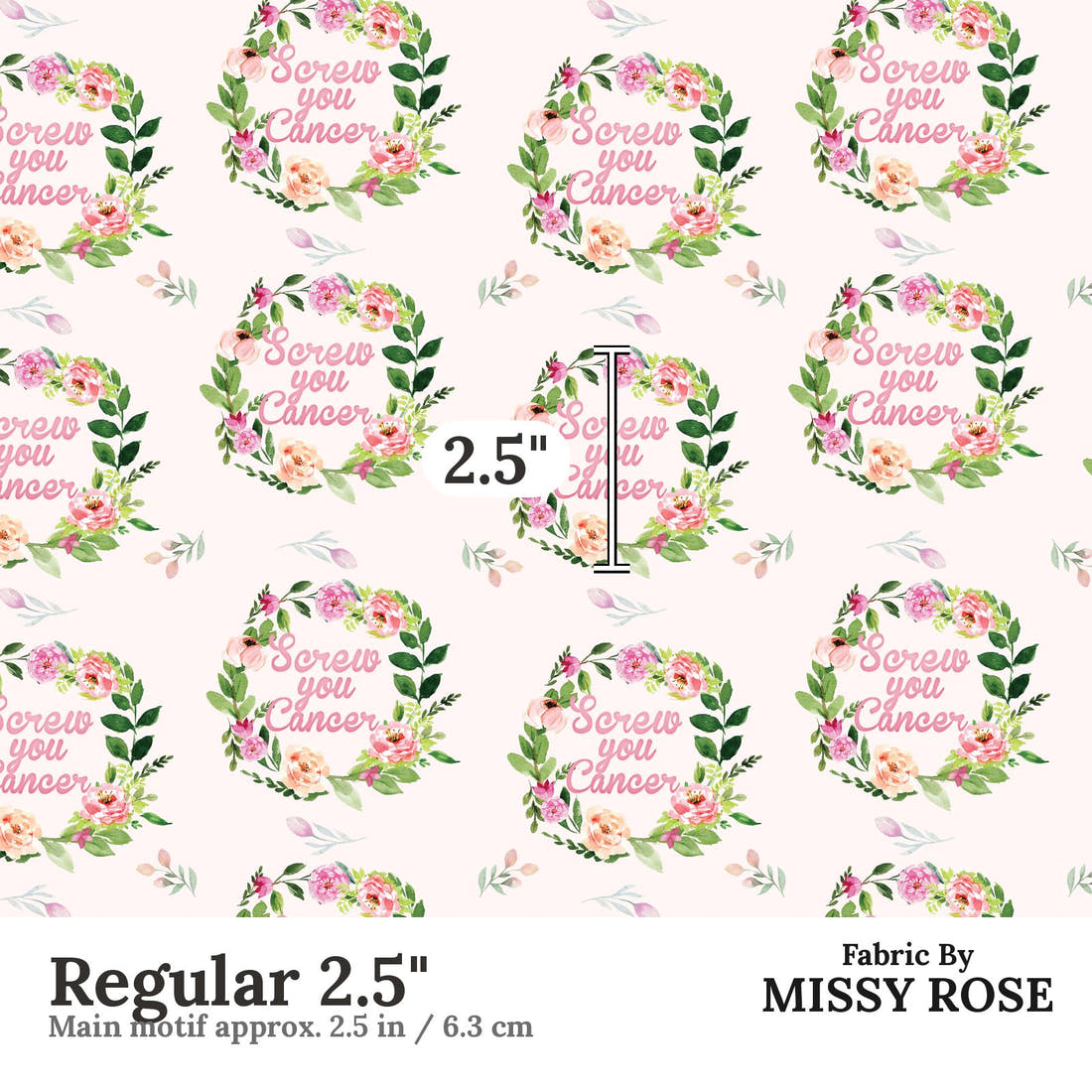 Profanity Fabric 54 Regular 2.5 inch print scale guide | Fabric by Missy Rose