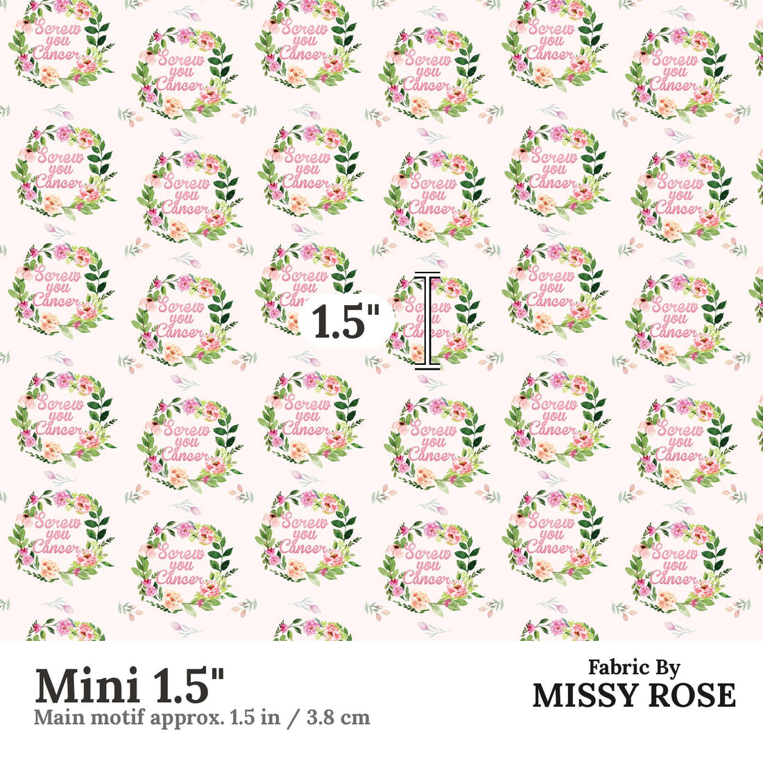 Profanity Fabric 54 Mini 1.5 inch print scale guide | Fabric by Missy Rose