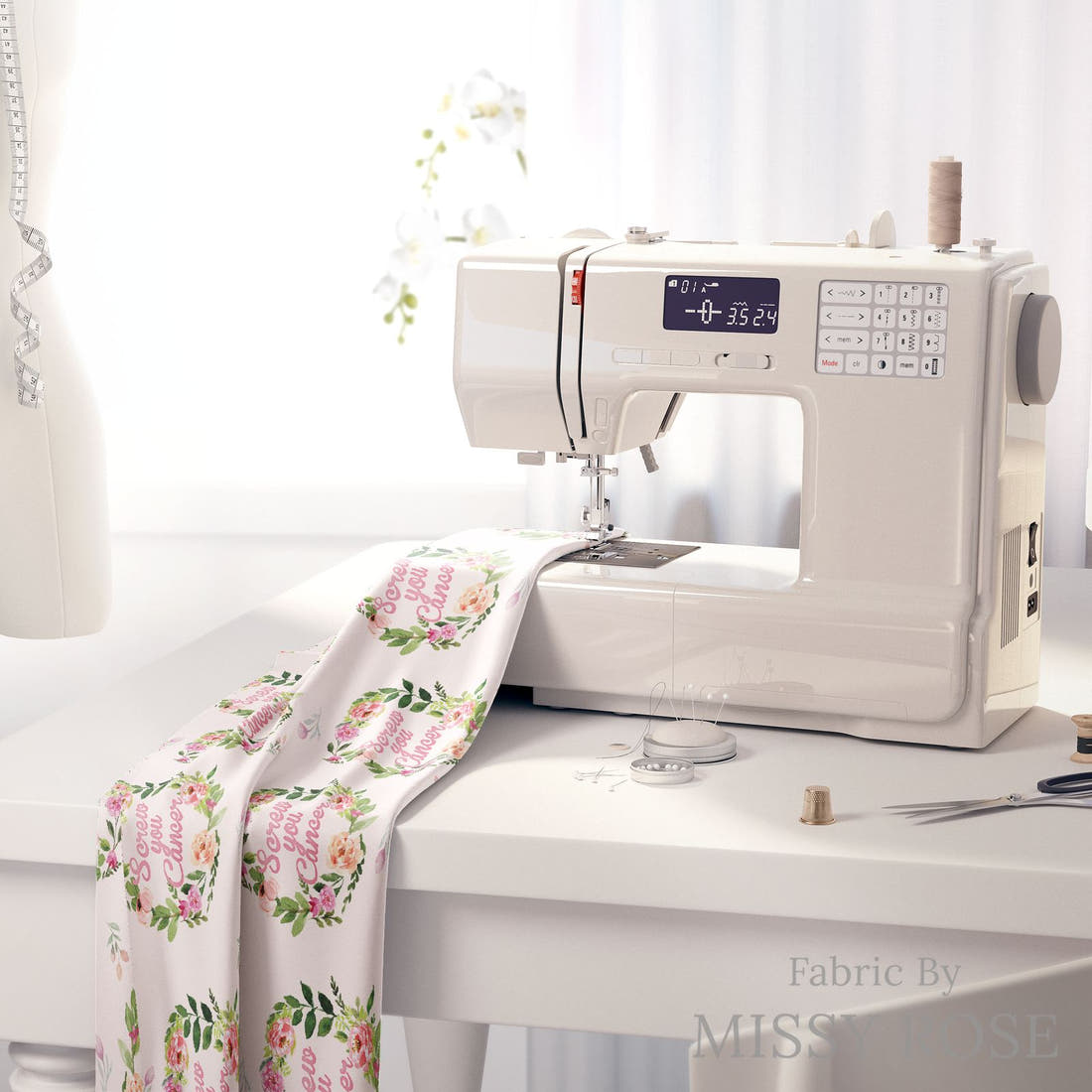 Profanity Fabric 54 on a sewing machine - premium fabric for sewing projects | Fabric by Missy Rose
