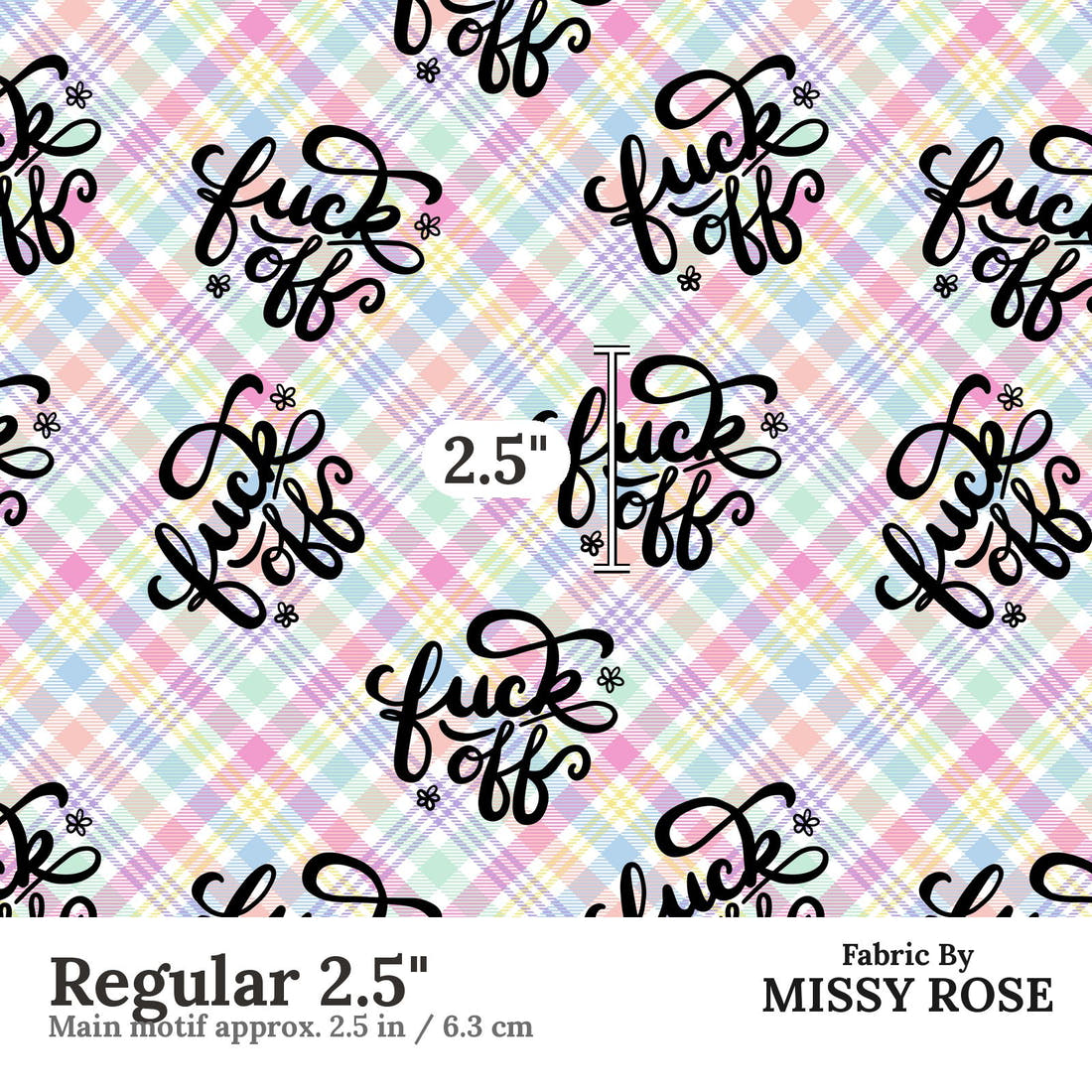 Profanity Fabric 540 Regular 2.5 inch print scale guide | Fabric by Missy Rose