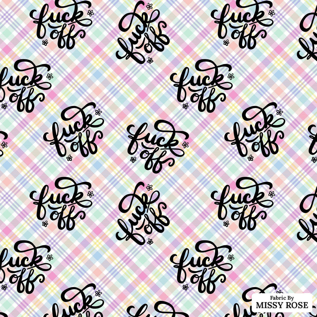 Profanity Fabric 540 - flat view of the print, zoom in for detail | Fabric by Missy Rose