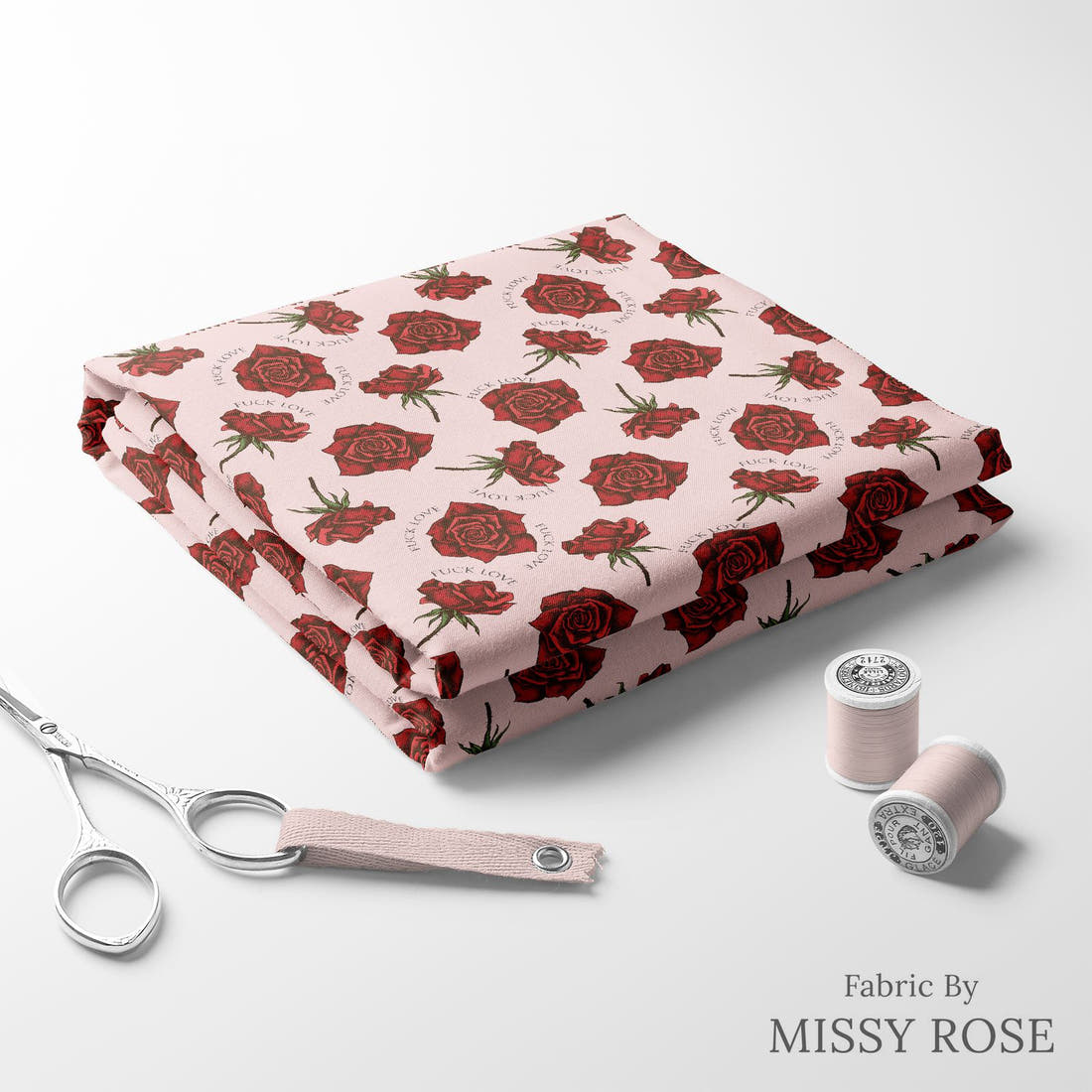 Profanity Fabric 541 folded fabric stack with matching thread - pre-order fabric Australia | Fabric by Missy Rose
