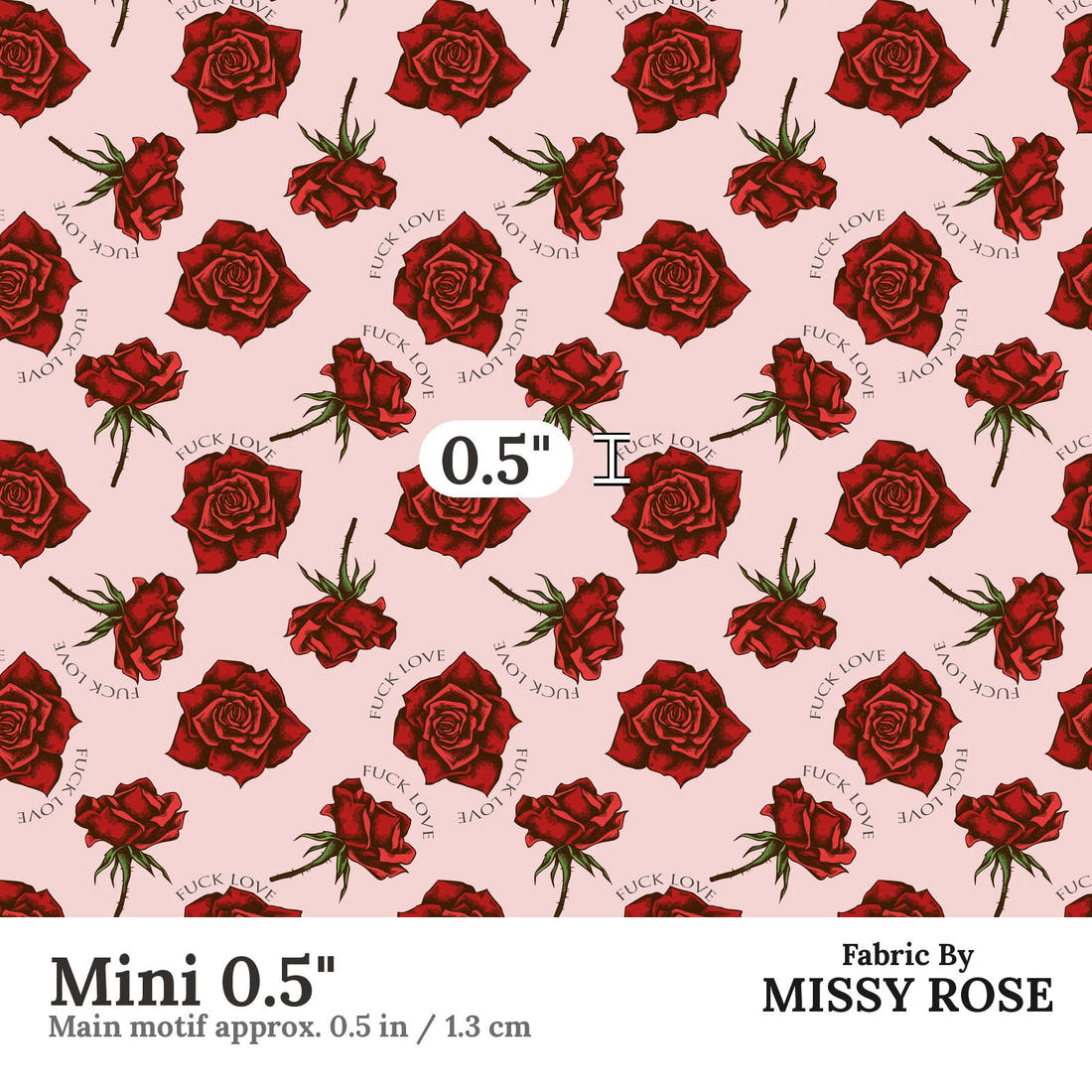 Profanity Fabric 541 Mini 0.5 inch print scale guide | Fabric by Missy Rose
