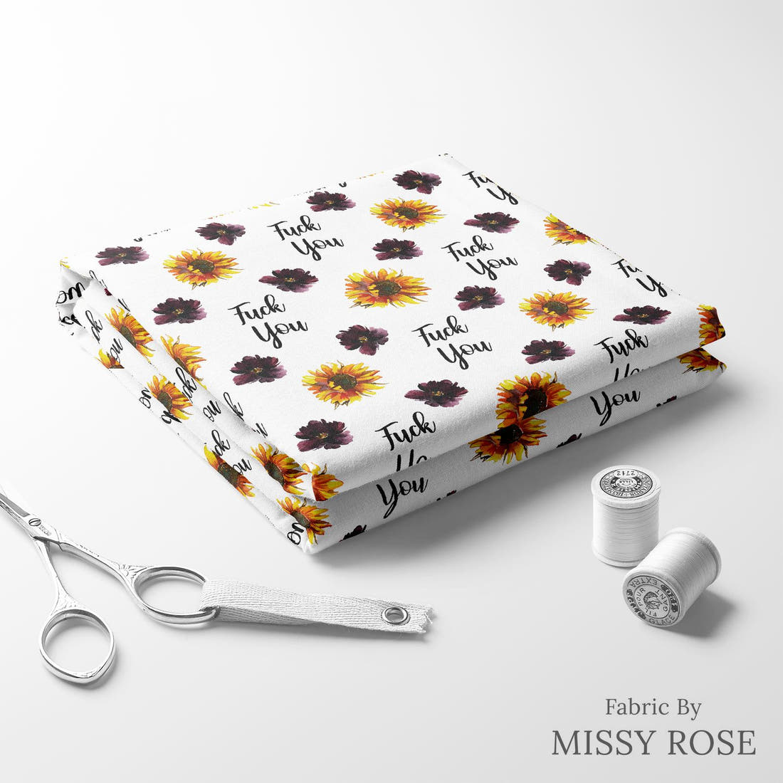Profanity Fabric 542 folded fabric stack with matching thread - pre-order fabric Australia | Fabric by Missy Rose