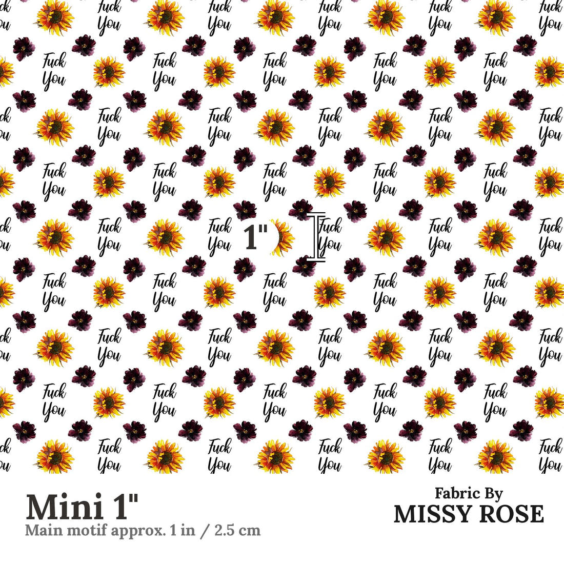Profanity Fabric 542 Mini 1 inch print scale guide | Fabric by Missy Rose
