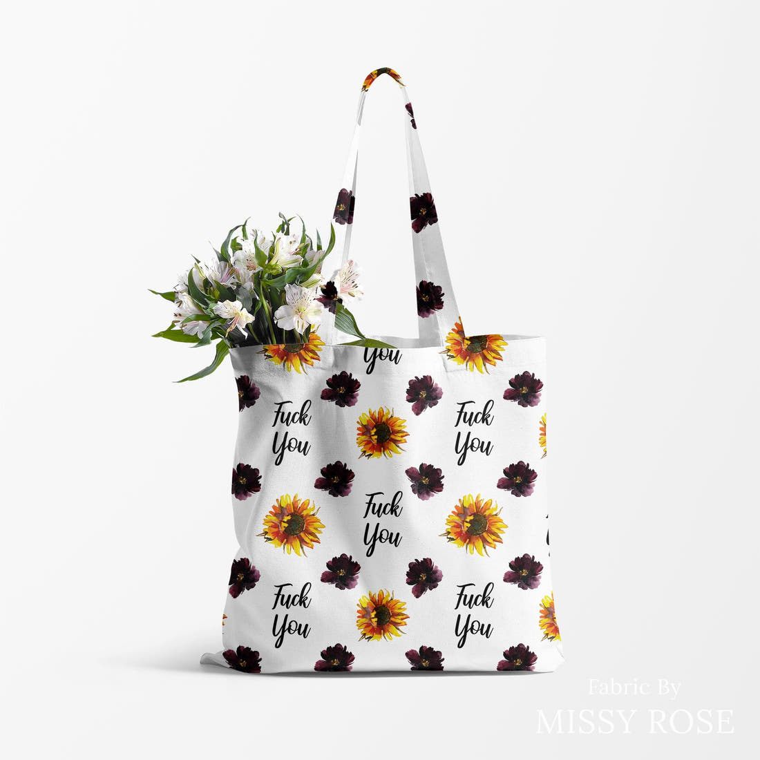Profanity Fabric 542 made up as a tote bag - see how the print looks made up | Fabric by Missy Rose