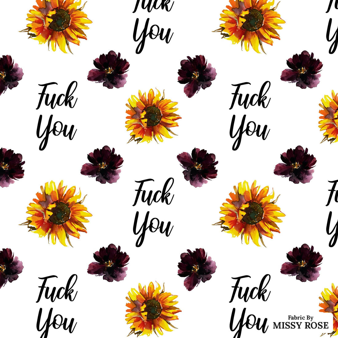 Profanity Fabric 542 - flat view of the print, zoom in for detail | Fabric by Missy Rose