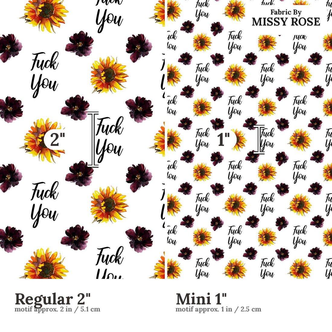 Profanity Fabric 542 Regular 2 inch vs Mini 1 inch print scale side by side | Fabric by Missy Rose