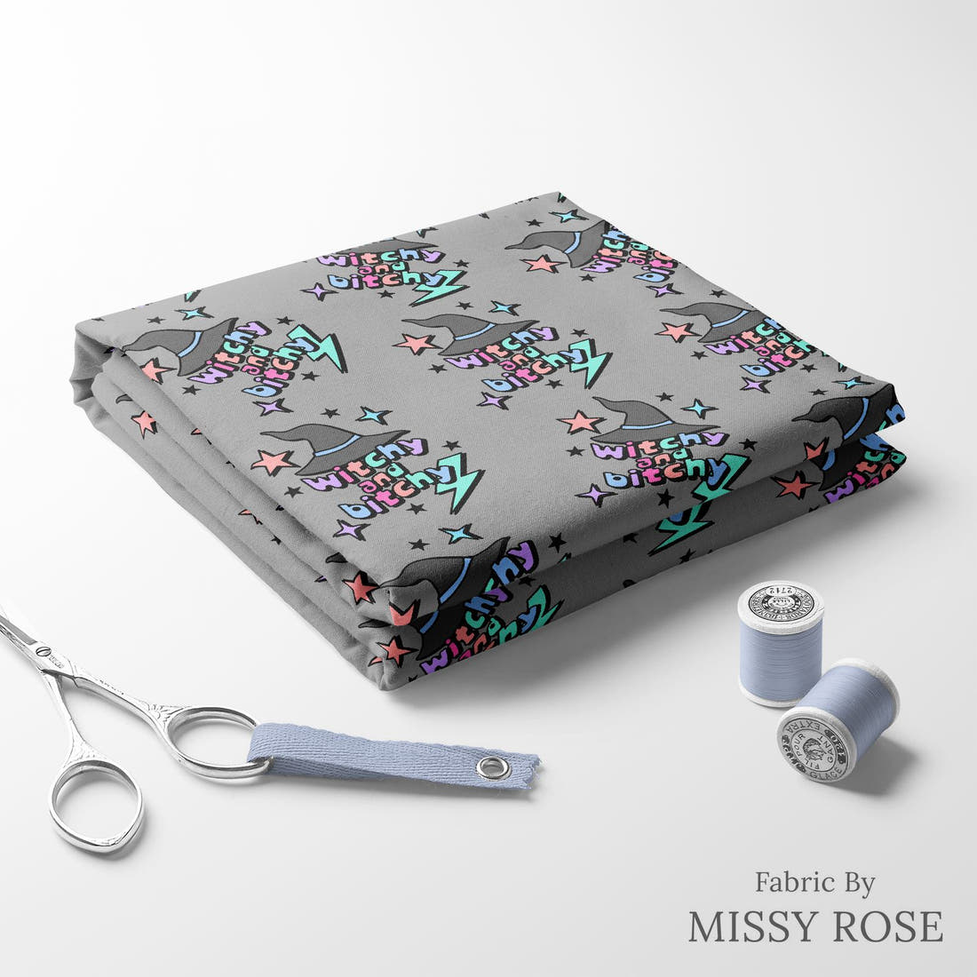 Profanity Fabric 543 folded fabric stack with matching thread - pre-order fabric Australia | Fabric by Missy Rose