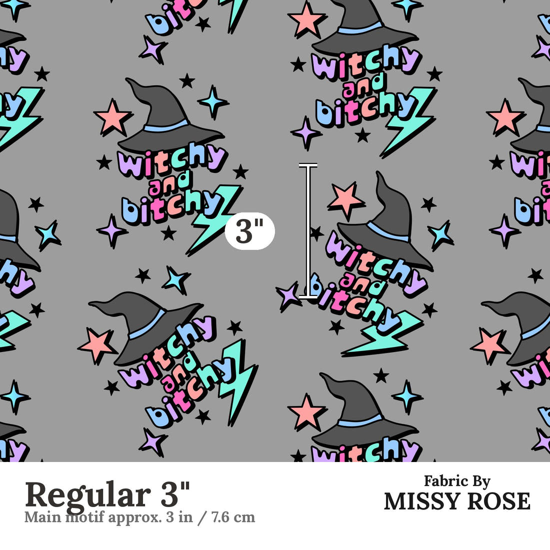Profanity Fabric 543 Regular 3 inch print scale guide | Fabric by Missy Rose