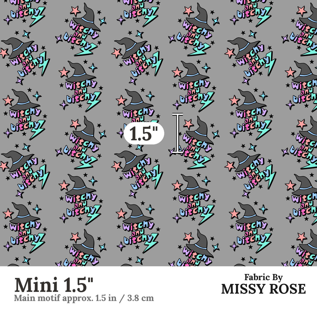 Profanity Fabric 543 Mini 1.5 inch print scale guide | Fabric by Missy Rose