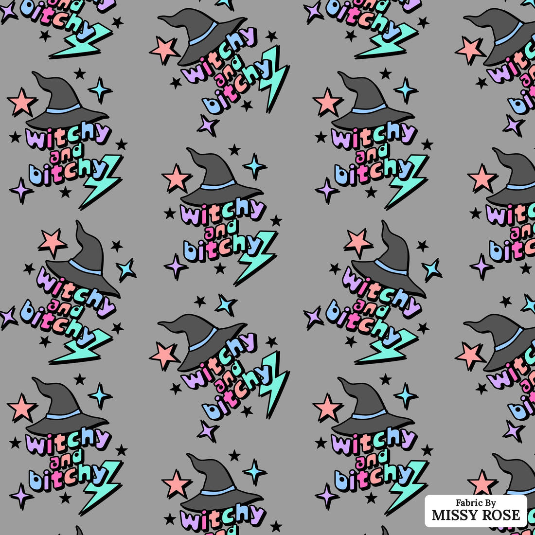 Profanity Fabric 543 - flat view of the print, zoom in for detail | Fabric by Missy Rose