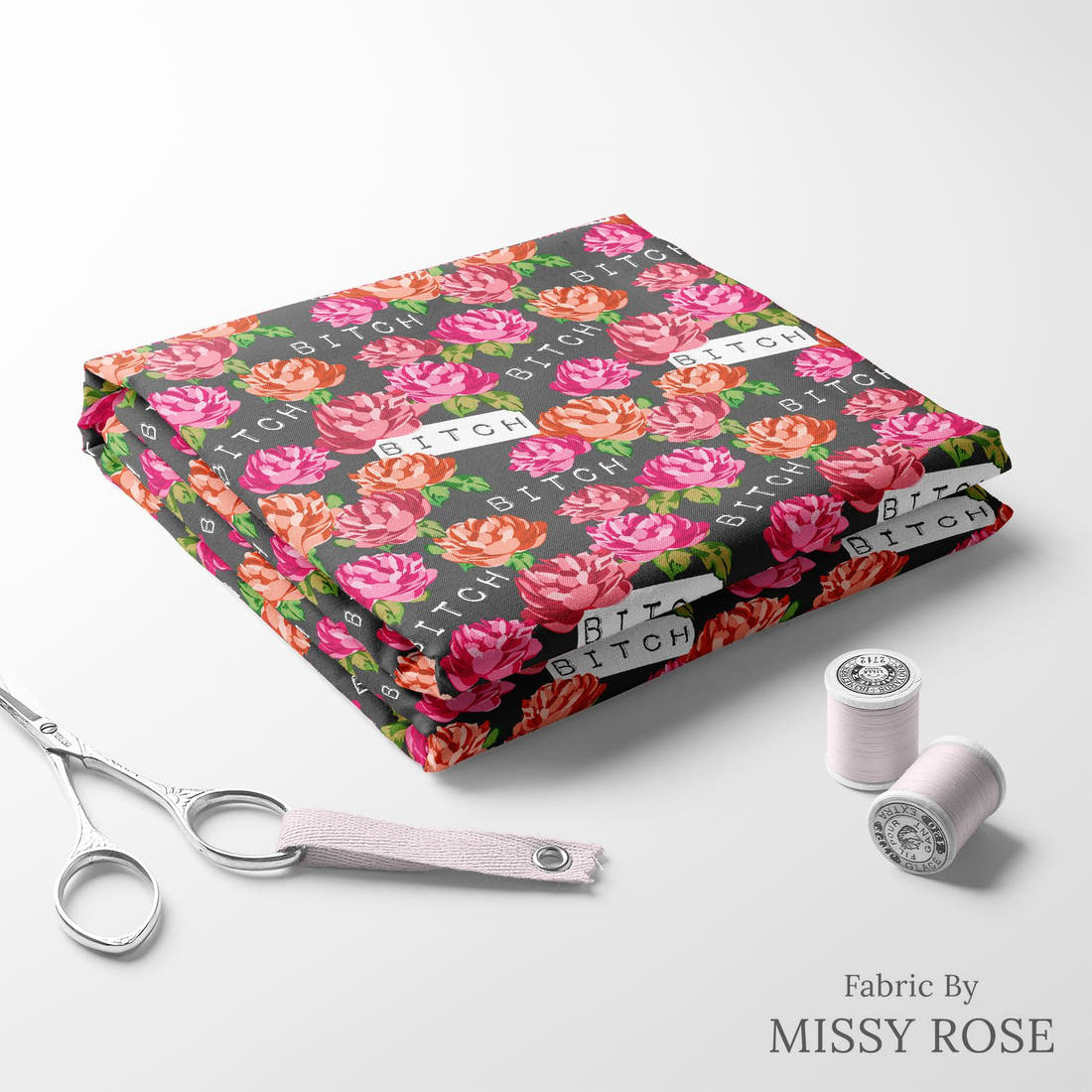 Profanity Fabric 544 folded fabric stack with matching thread - pre-order fabric Australia | Fabric by Missy Rose