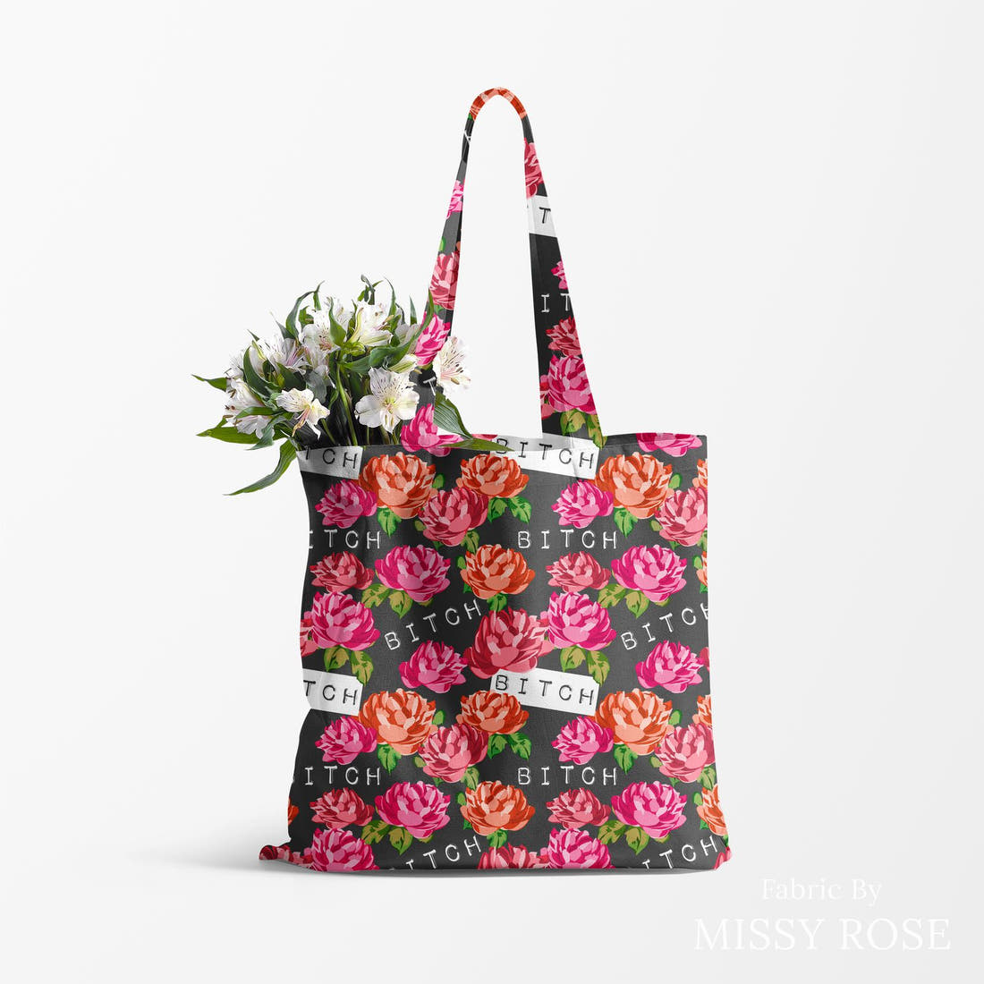 Profanity Fabric 544 made up as a tote bag - see how the print looks made up | Fabric by Missy Rose