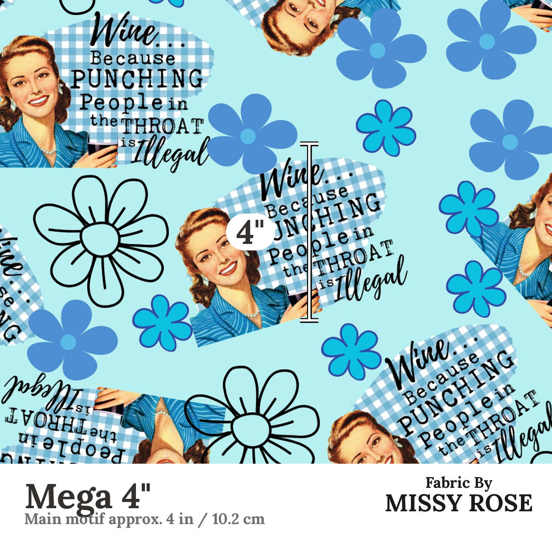 Profanity Fabric 545 Mega 4 inch print scale guide | Fabric by Missy Rose