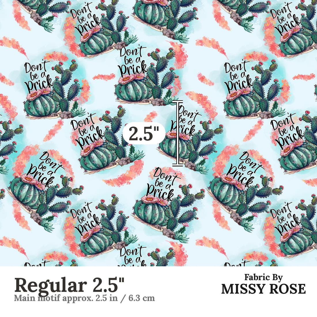 Profanity Fabric 546 Regular 2.5 inch print scale guide | Fabric by Missy Rose
