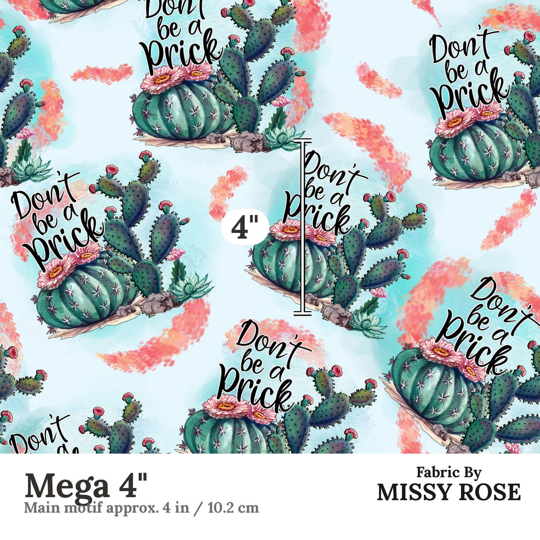 Profanity Fabric 546 Mega 4 inch print scale guide | Fabric by Missy Rose
