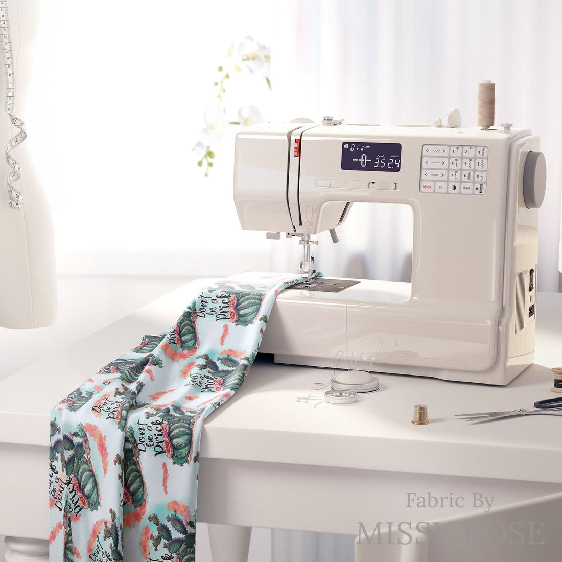 Profanity Fabric 546 on a sewing machine - premium fabric for sewing projects | Fabric by Missy Rose