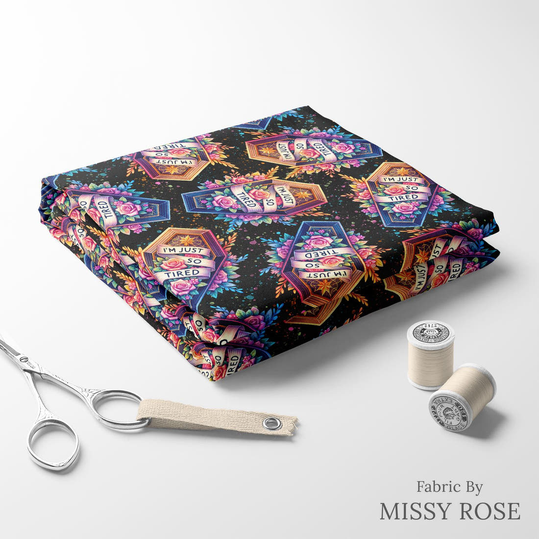 Profanity Fabric 547 folded fabric stack with matching thread - pre-order fabric Australia | Fabric by Missy Rose