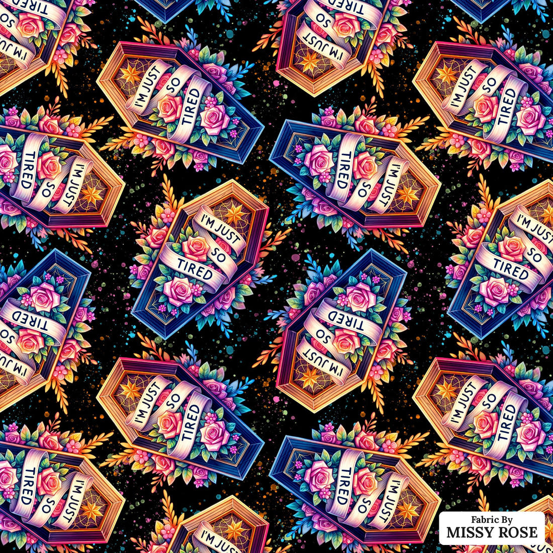 Profanity Fabric 547 - flat view of the print, zoom in for detail | Fabric by Missy Rose